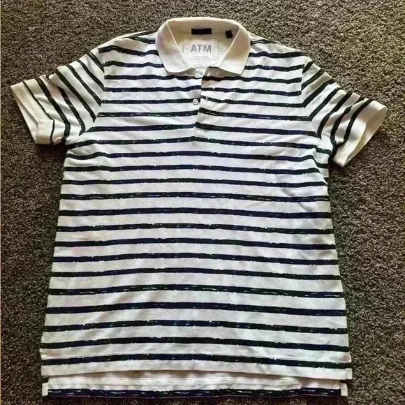 ATM Anthony Thomas Melillo Striped Polo Size Medium - Picture 1 of 4